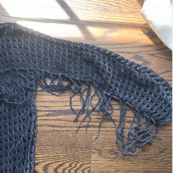 Black Knit Fringe Sweater - Picture 3 of 6